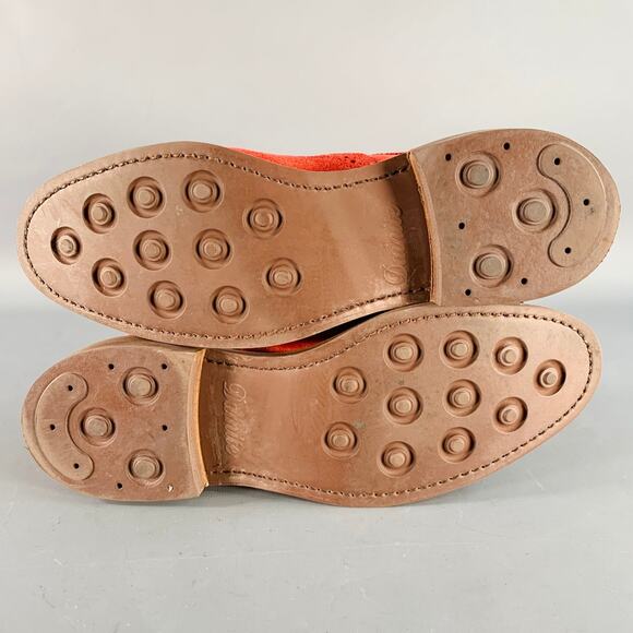 ALLEN EDMONDS Size 7 Strandmok Red Perforated Suede Oxford Lace-Up Shoes - Picture 6 of 9